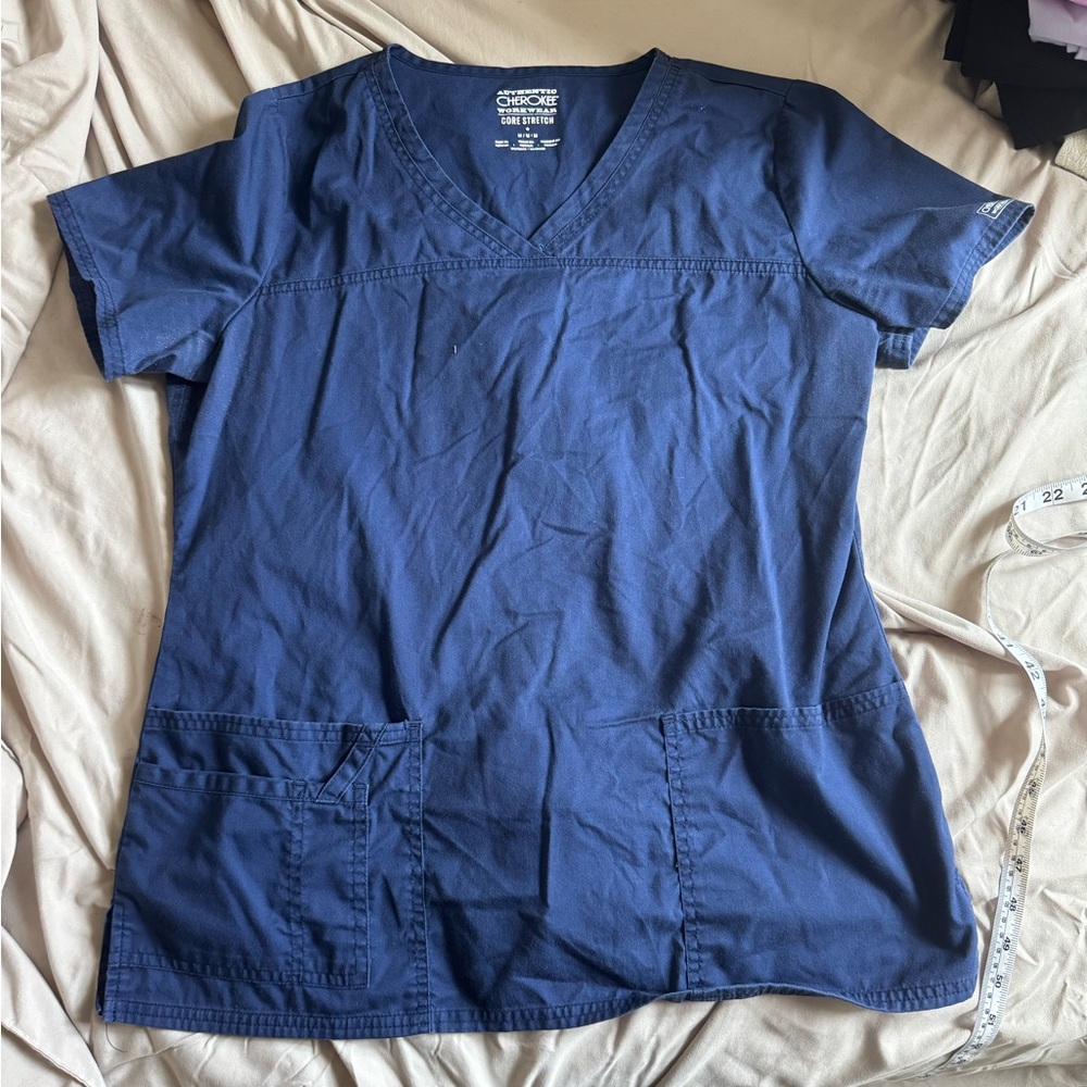 Cherokee Core Stretch Blue Scrub Top
